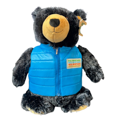 Plush Black bear Blue Vest